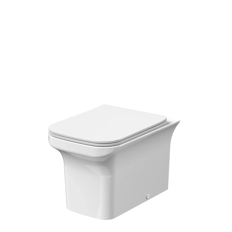 nuie NCG506 Ava Modern Bathroom Back to Wall Toilet Pan and Sandwich Seat, 470 x 370 x 550mm, White