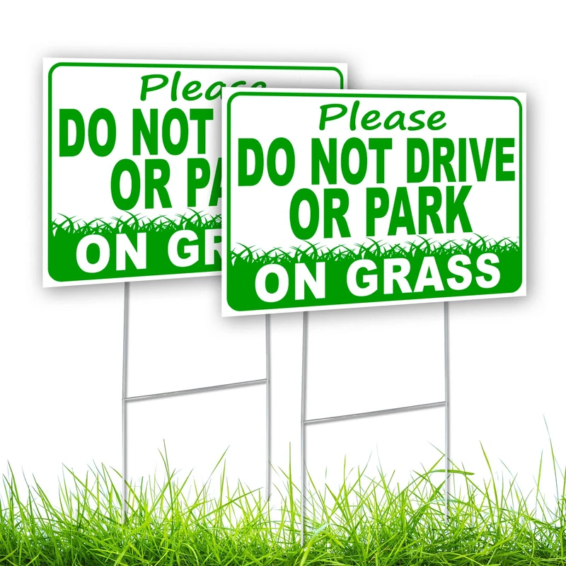 2PC Please Do Not Drive or Park Sign - 8x12 inches DS Coroplast No Parking on Grass Sign - Image 1