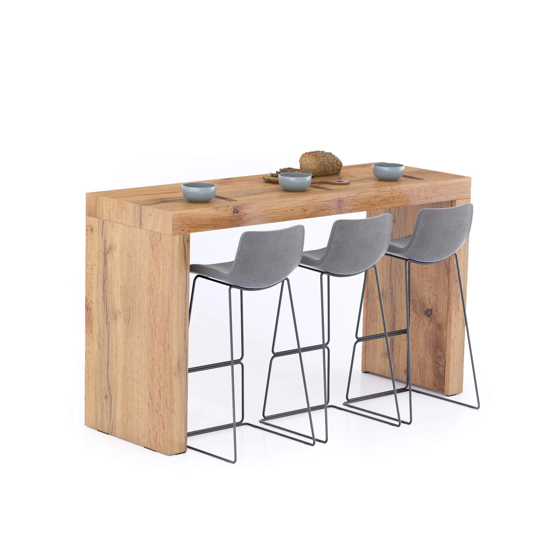 Mobili Fiver, Evolution High Table 180x60, Rustic Oak, Made In Italy