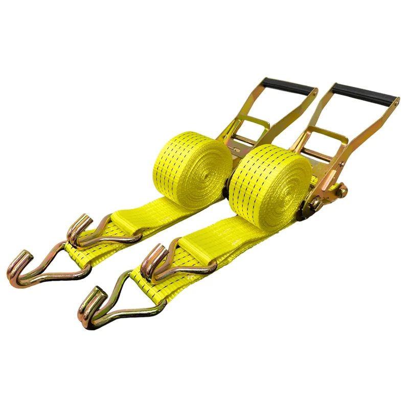 2 Pack 2'' x15' Webbing Ratchet Strap Tie Down 5000 Lbs J Hook
