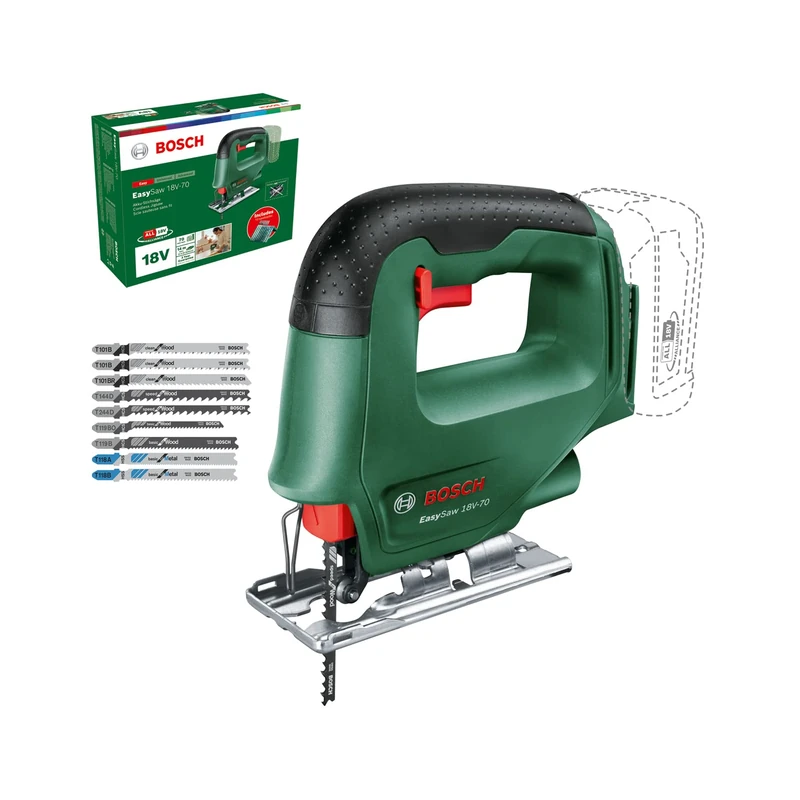 Bosch Home and Garden Cordless Jigsaw EasySaw 18V-70 (Without Battery, 18 Volt System, in Carton Packaging)