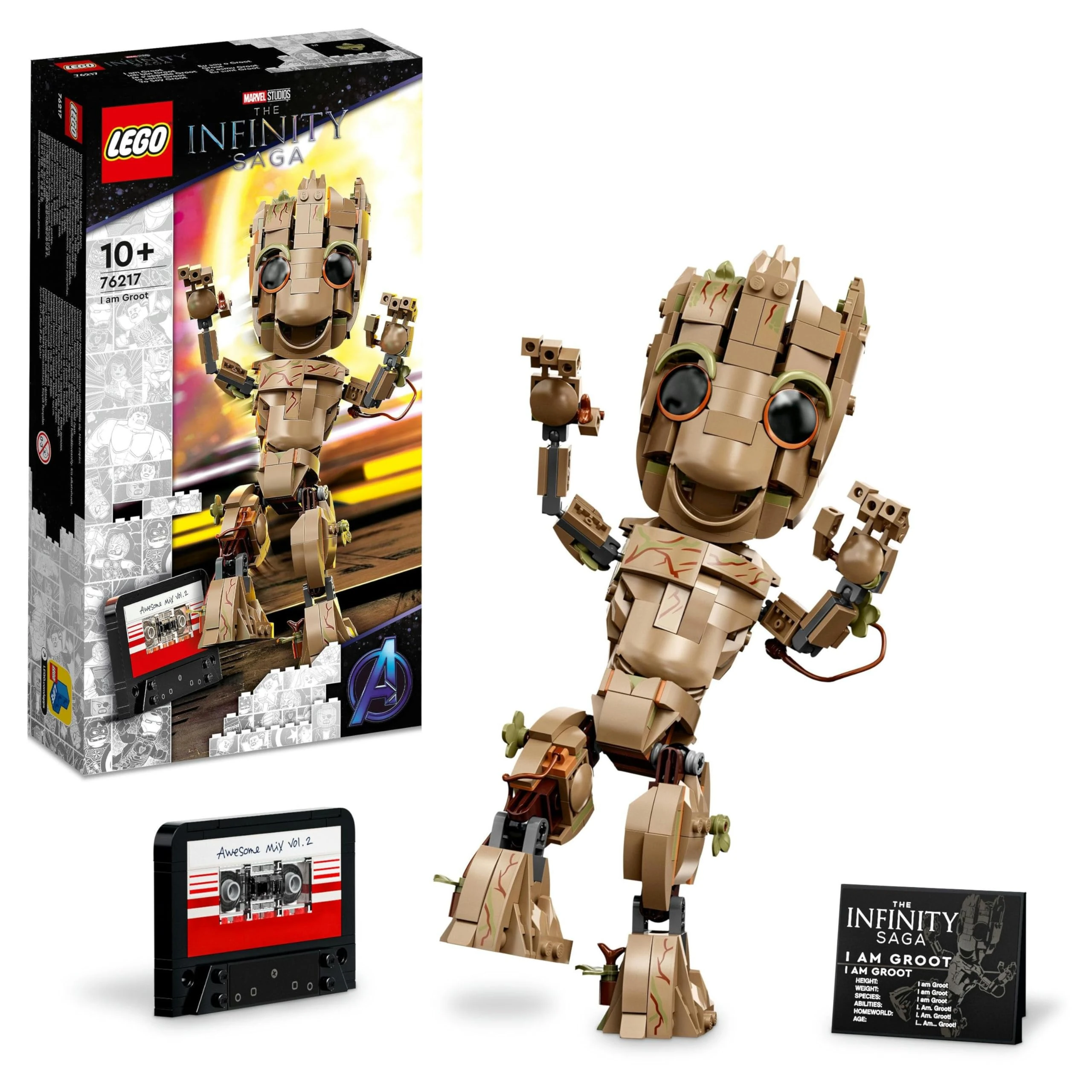 LEGO Marvel I am Groot Building Toy, Guardians of the Galaxy 2 Set for 10 Plus Year Old Boys & Girls, Collectible Baby Groot Figure Model, Gift Idea 76217