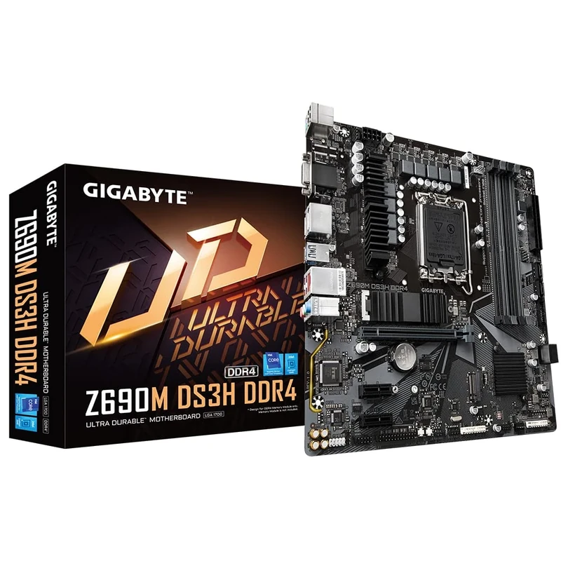 Gigabyte Z690M DS3H DDR4 Micro ATX Motherboard - Supports 12th Gen Intel Core Processors (LGA 1700), 6+2+1 VRM Design, DDR4-5333(OC) Memory, 2.5 GbE LAN, 2x PCIe 4.0 M.2 & USB 3.2 Gen2 Type-C