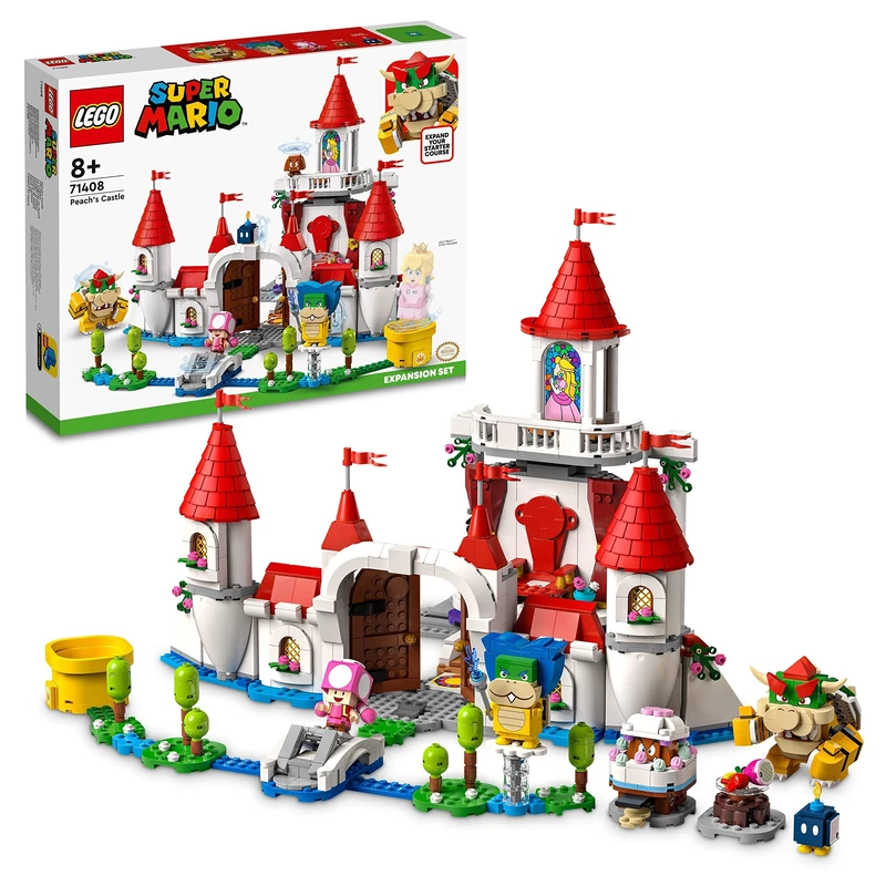 LEGO Super Mario Peach’s Castle Expansion Set, Buildable Game Toys, Gifts for Kids, Girls & Boys Aged 8 Plus with Time Block and Figures, to Combine with Starter Course 71408