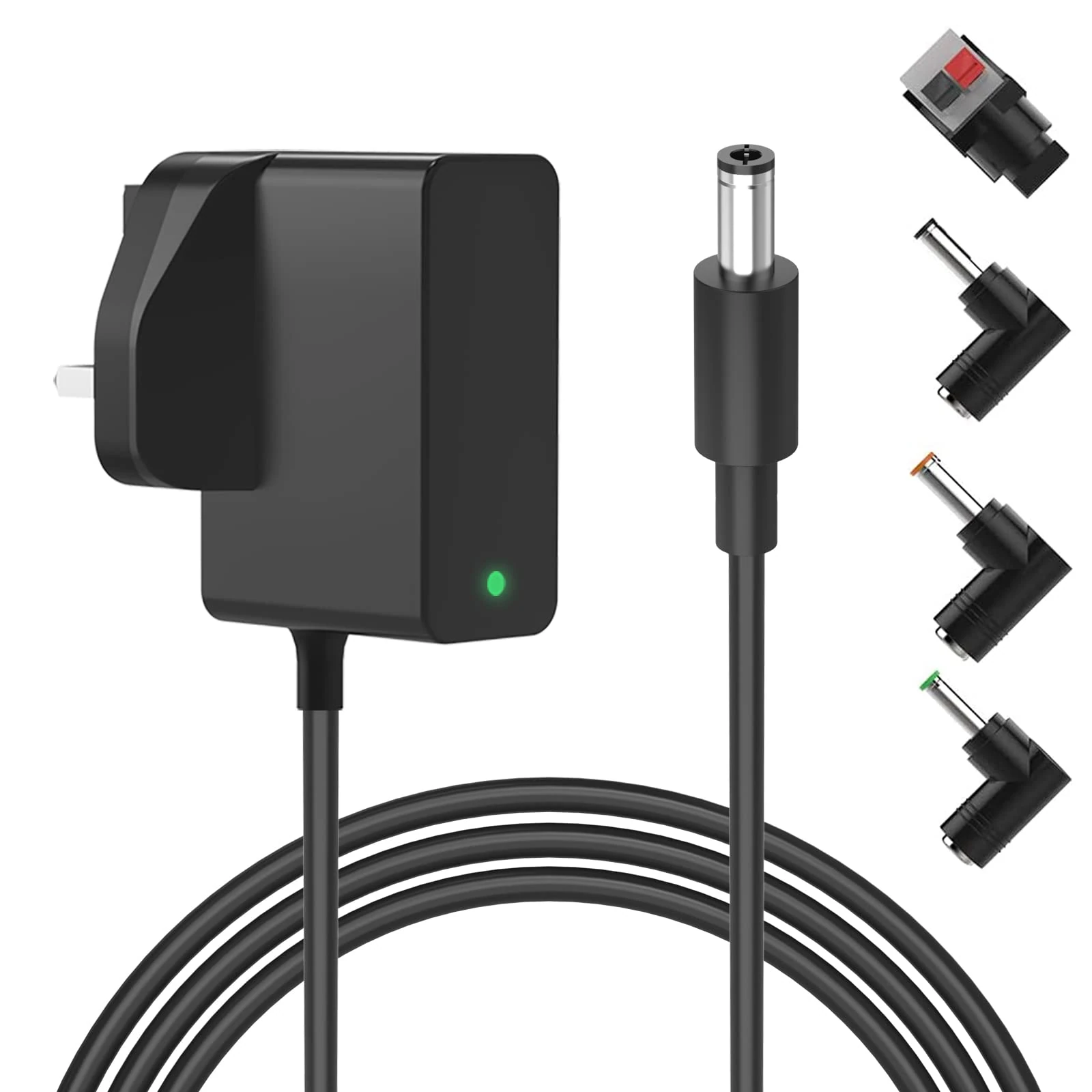 Newding 12V 2A Power Adapter Compatible with LED Strip Lights, CCTV Camera, Router, Universal 24W Mains Charger UK Plug with 5 Connectors