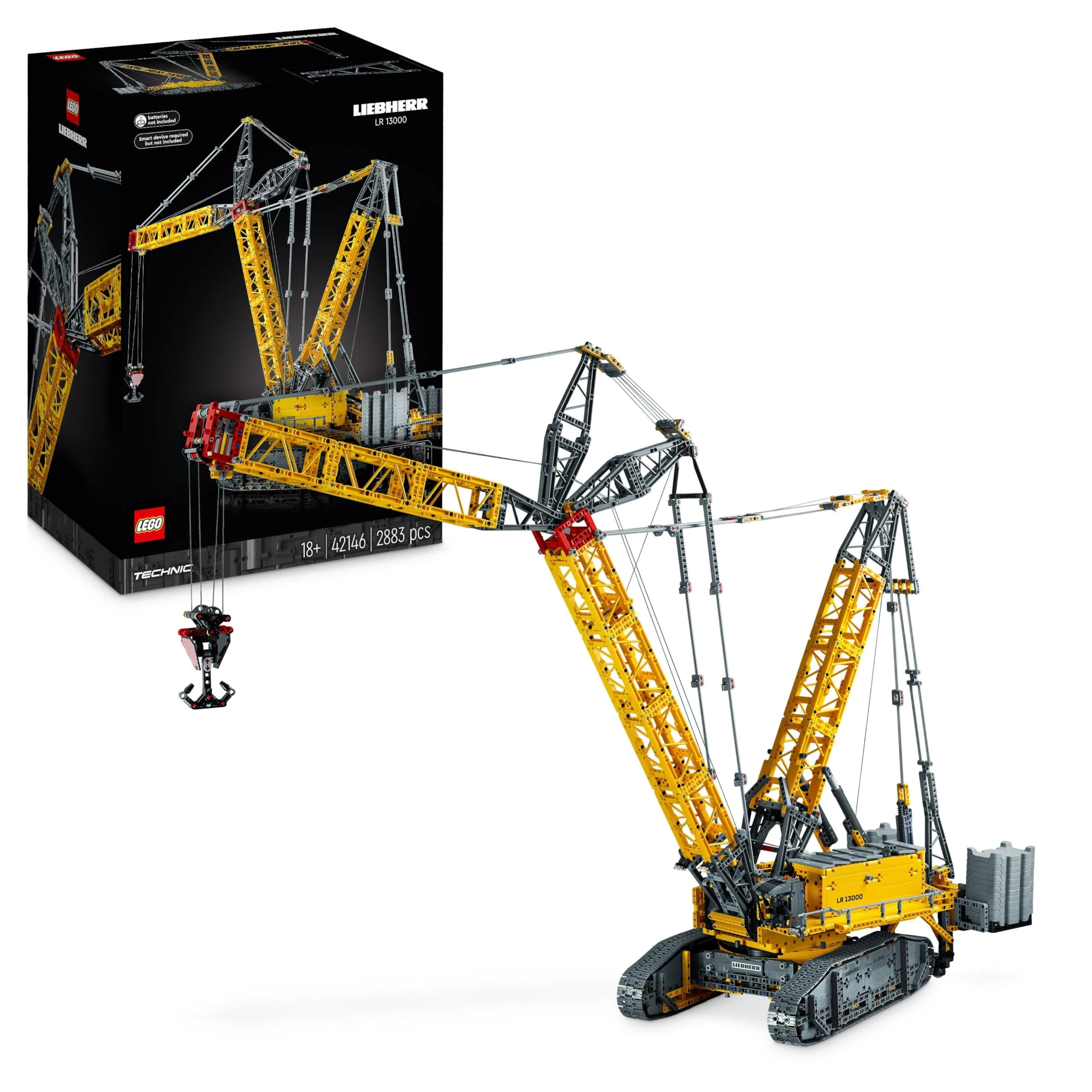 LEGO Technic Liebherr Crawler Crane LR 13000 Set, Build the Ultimate Remote Controlled Construction Vehicle with Control+ App, Winch System and Luffing Jib, Large Model for Adults, Men, Women 42146