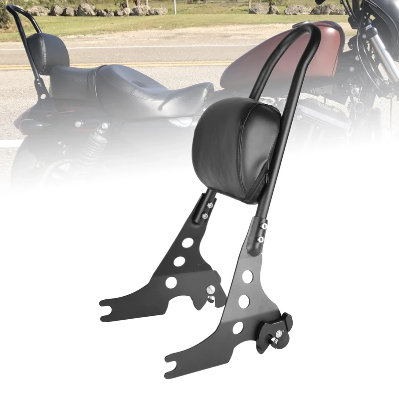 Goldfire Motorcycle Sissy Bar Detachable Rear Passenger Upright Backrest W/Cushion Pad for Harley Sportster XL 883 1200 2004-Up