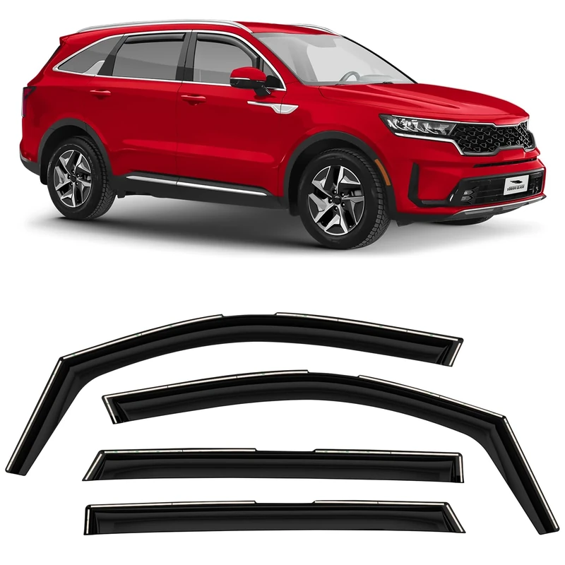 Voron Glass in-Channel Extra Durable Rain Guards for Kia Sorento 2021-2022, Window Deflectors, Vent Window Visors, 4 Pieces - 220216