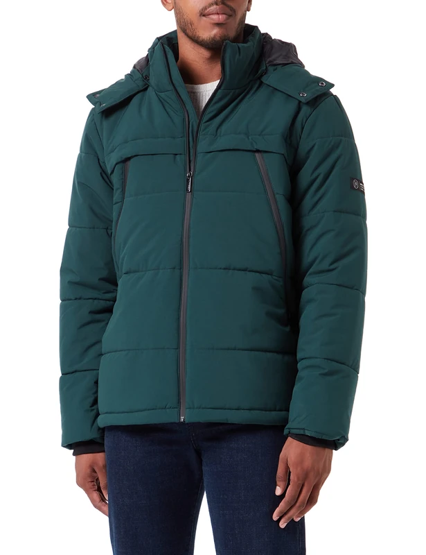 Mexx Men's padded hooded jacket, dunkelgrün, S