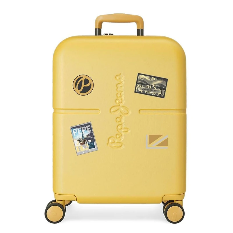 Pepe Jeans Chest Cabin Suitcase Ochre 40 x 55 x 20 cm Rigid ABS Built-in TSA Closure 37L 3.2 kg 4 Wheels Double Hand Luggage