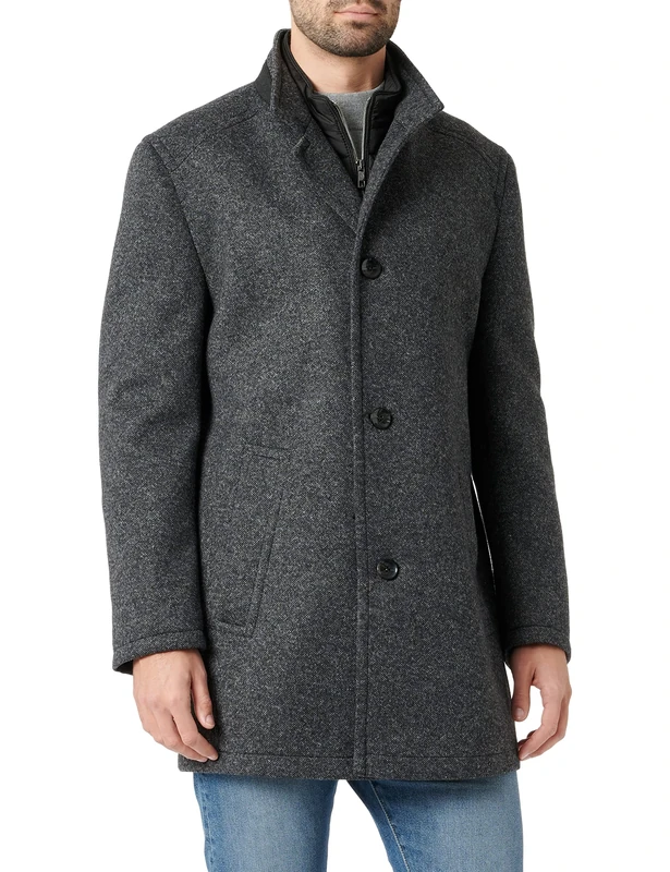 bugatti Men's 228728-24071 Wool Coat, Black, 28 Große Größen Kurz