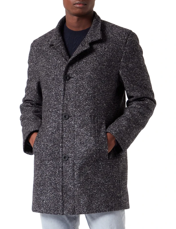 bugatti Men's 222500-24072 Wool Coat, Dark Grey, Standard