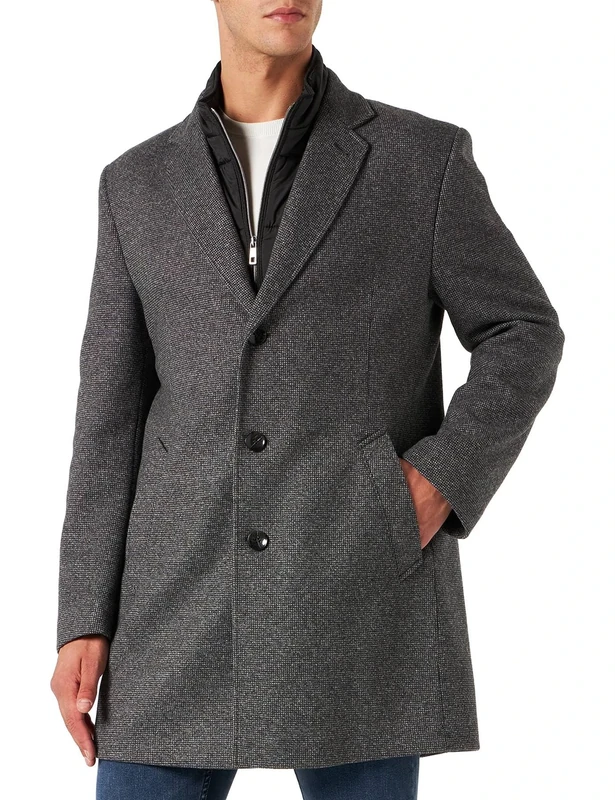 bugatti Men's 228528-24042 Wool Coat, Dark Grey, 26 Short EU, darkgray