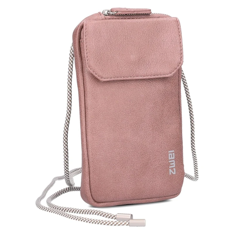 Zwei Mademoiselle.M MP30 Mobile Phone Case and Purse 2-in-1 All-Round Zip Adjustable Strap Mini Handbag 19 x 10 x 3 cm, Blush, S - Image 1