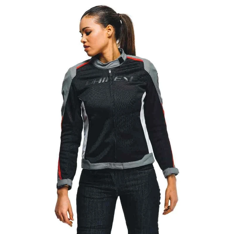Dainese Hydraflux 2 Air Lady D-Dry Jacket, Waterproof Motorcycle Jacket, Women, Black/Charcoal-Gray/Lava-Red, 48