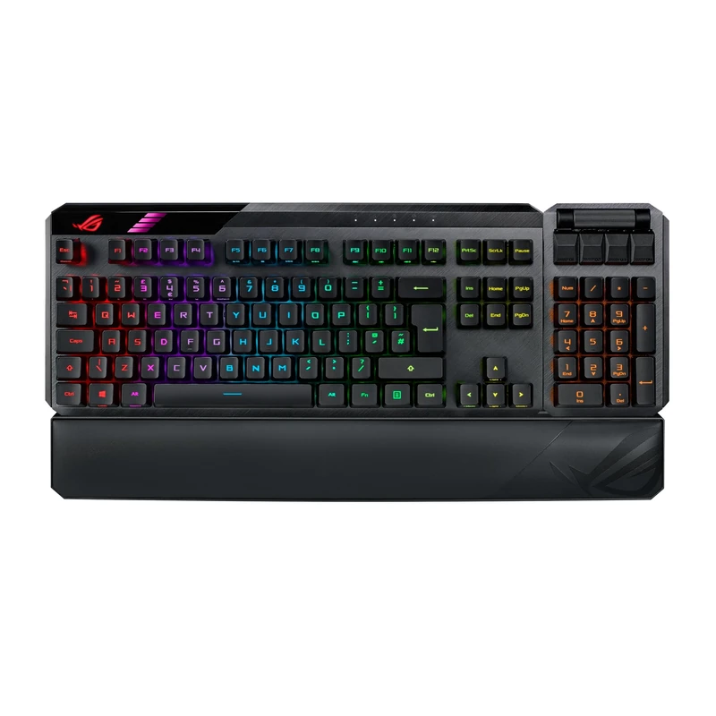ASUS ROG Claymore II 100% / 80% TKL Wireless RGB Modular Gaming Keyboard, ROG RX Red Switches, PBT Doubleshot Keycaps, Detachable Numpad, Wrist Rest, Media Controls, USB Passthrough-Black, UK Layout