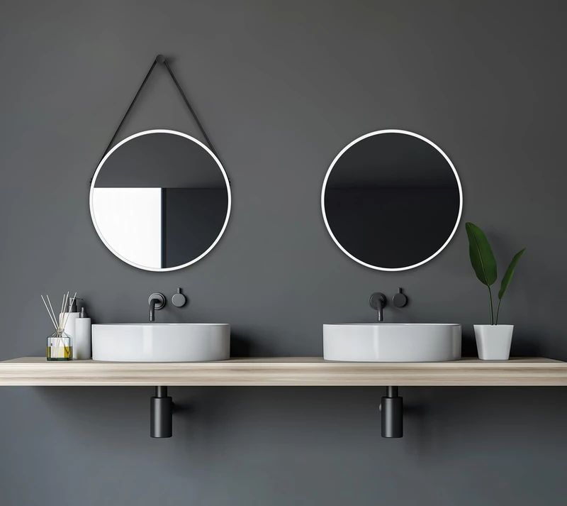 Talos Decorative Round Wall Mirror in Matt White Diameter 50 cm
