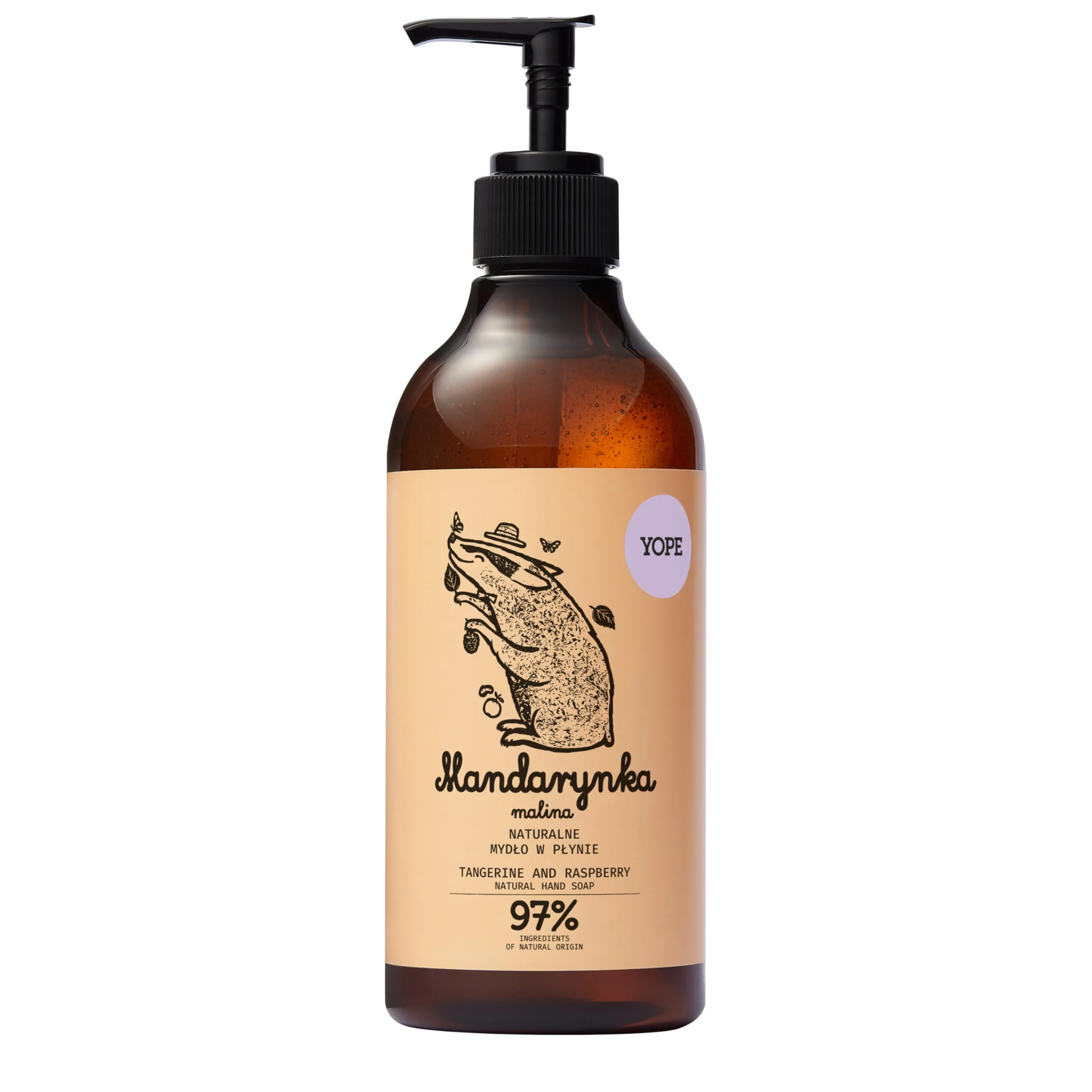 YOPE Natural Hand Wash | Tangerine Extract | Provitamin B5 | Neutral pH | Moisturising | Soothing | Tangerine and Raspberry 500 ml