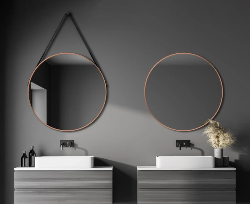 Talos Decorative Round Wall Mirror in Matt Copper 80 cm