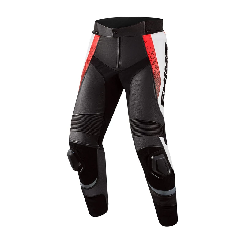 SHIMA STR 2.0 Motorbike Pants - Leather, Sport Pants with HIPS & Knees Protectors, Knee Sliders, Perforated Leather, for 2-Piece Suit (52, Red Fluo) - Image 1