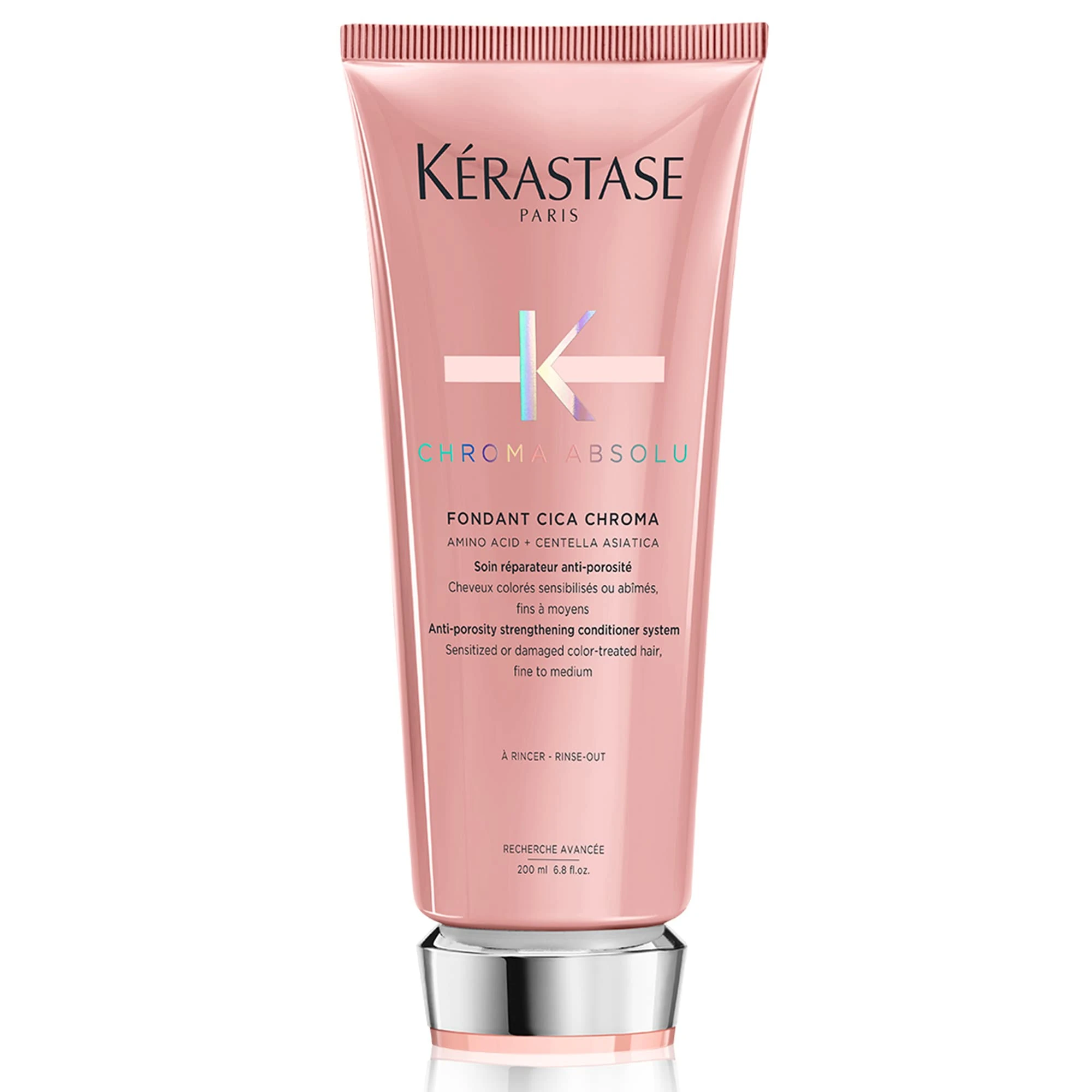 Kérastase Chroma Absolu, Strengthening & Fortifying Conditioner, For Sensitised or Damaged Color-Treated Hair, Fine To Medium, Anti-Porosity, with Lactic Acid, Fondant Cica Chroma, 200ml