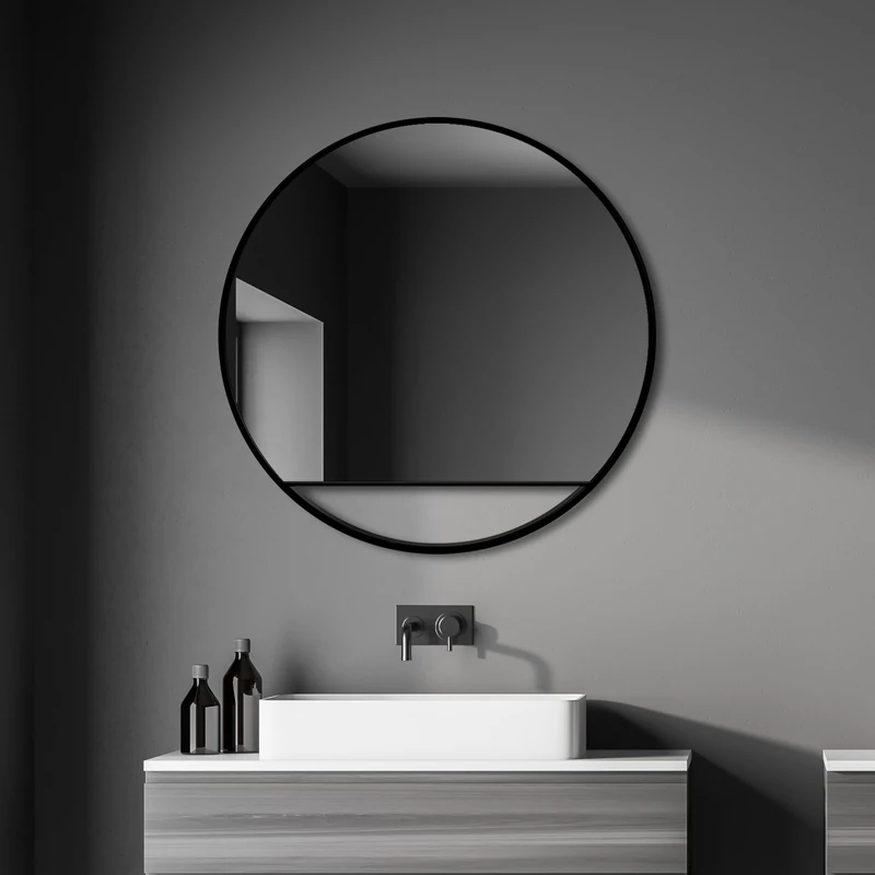 Talos Black Hole 50282 Decorative Wall Mirror Matt Black Diameter 80 cm - Image 1