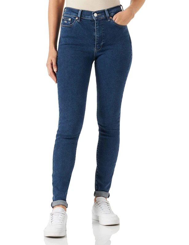 Tommy Jeans Women's Sylvia High Rise Kinny Pants, Denim Medium, 24W / 30L