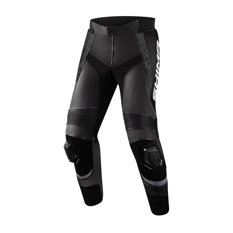 SHIMA STR 2.0 Motorbike Pants - Leather, Sport Pants with HIPS & Knees Protectors, Knee Sliders, Perforated Leather, for 2-Piece Suit (46, Black)
