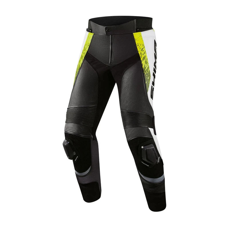 SHIMA STR 2.0 Motorbike Pants - Leather, sport pants with hips & knees protectors, knee sliders, perforated leather, for 2-piece suit (50, Fluo)