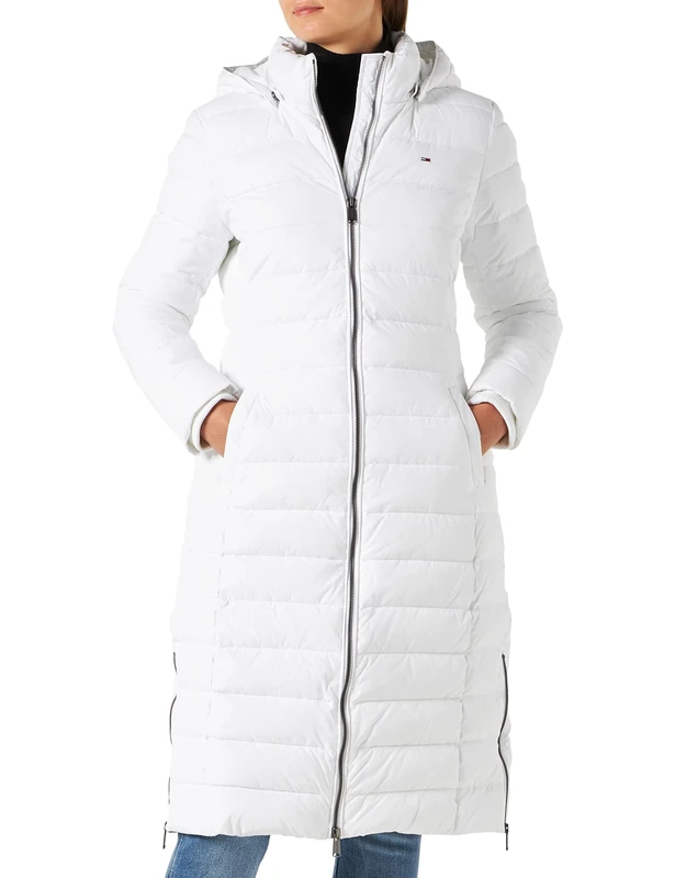 Tommy Jeans Women's Tjw Rlxd Lofty Turtle Sweater Padded Coat, White, XS