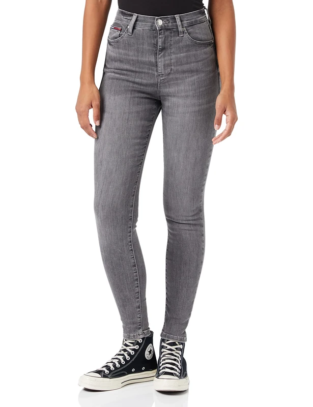 Tommy Jeans Women's Sylvia High Rise Kinny Pants, Denim Black, 24W / 32L