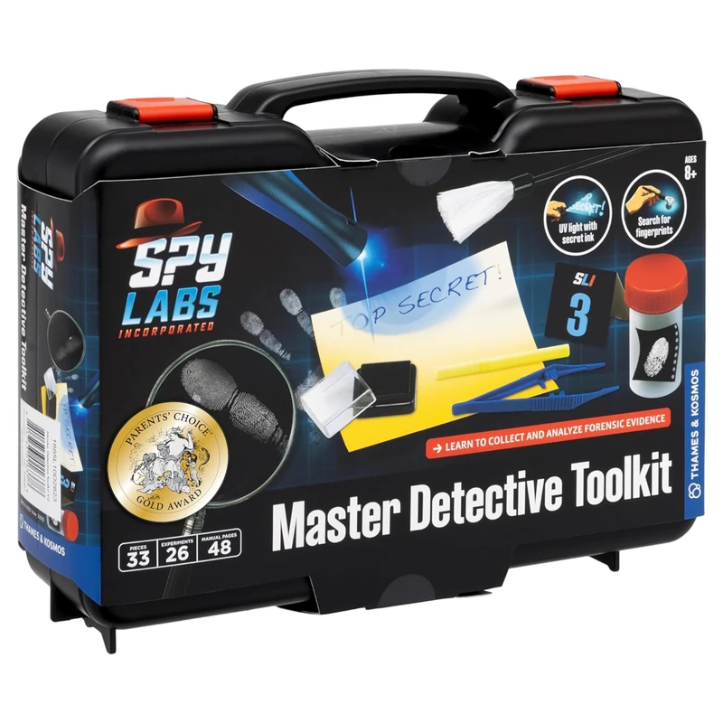 Spy Labs Master Detective Toolkit V2 | Forensic Science Kit | Gather & Document Evidence, Play | Fingerprints, Footprints, Tire Tracks | 32-Page Experiment Storybook, Age 8+