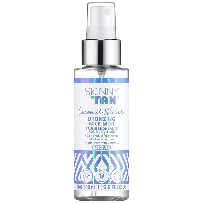 Skinny Tan Coconut Water Tanning Face Mist - Streak Free & Lightweight Fake Tan with Q10, Vitamin E, Vitamin C & Hyaluronic Acid, Cruelty-Free & Vegan Self Tan - Medium, 100ml