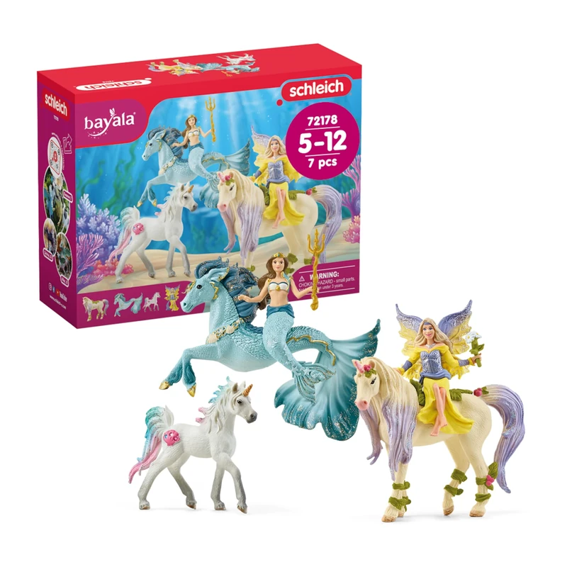 SCHLEICH Bayala - 7 PC Mermaid, Unicorn and Fairy Toy Starter Set for Girls and Boys - Cute Fairies and Unicorn Figures with Accessories - Fantasy Figurine Animal Playset for Kids Ages 5+ | 72178