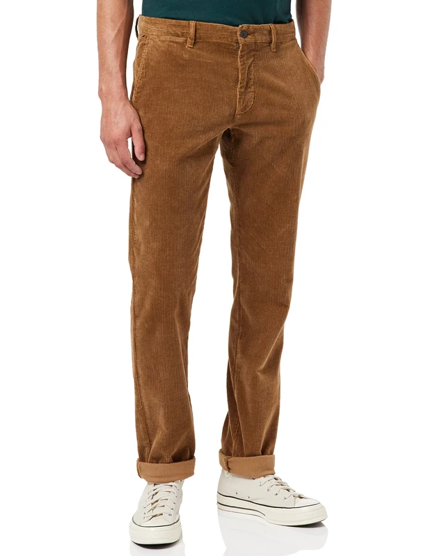 Tommy Hilfiger Men's Denton Chino Corduroy GMD Mw0mw28637 Woven Pants, Brown Desert Khaki, 28W / 32L