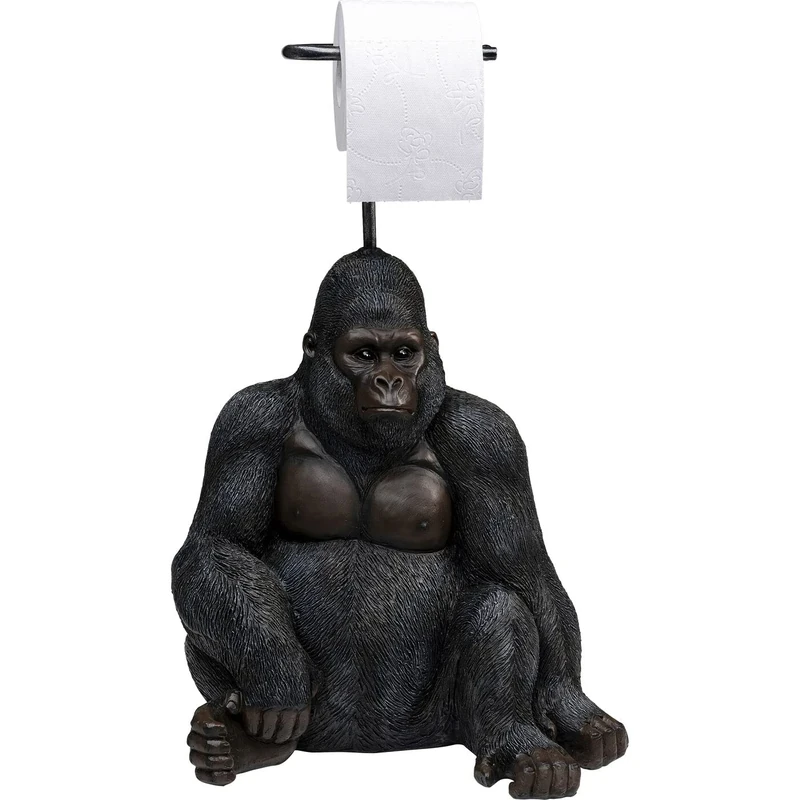 Kare Design Toilet Paper Holder Sitting Monkey Gorilla, Black, Free Standing Toilet Roll Storage, Animal Motif, Room Decor, Home Decor for Bathroom, Guest WC, 51 x 33 x 30 cm (H/W/D) - Image 1