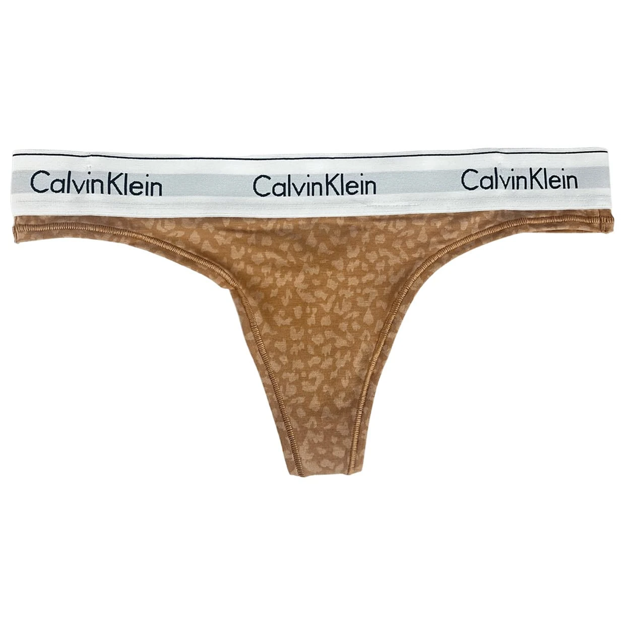 Calvin Klein Women's Thong, Brown (Mini Animal Print_sandalwood), M