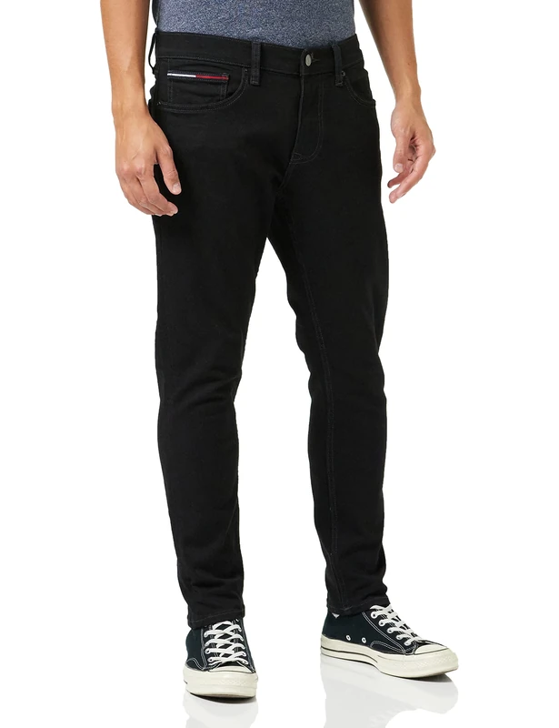 Tommy Jeans Men's Simon Skny Df1235 Jeans, Denim Black, 28W / 32L