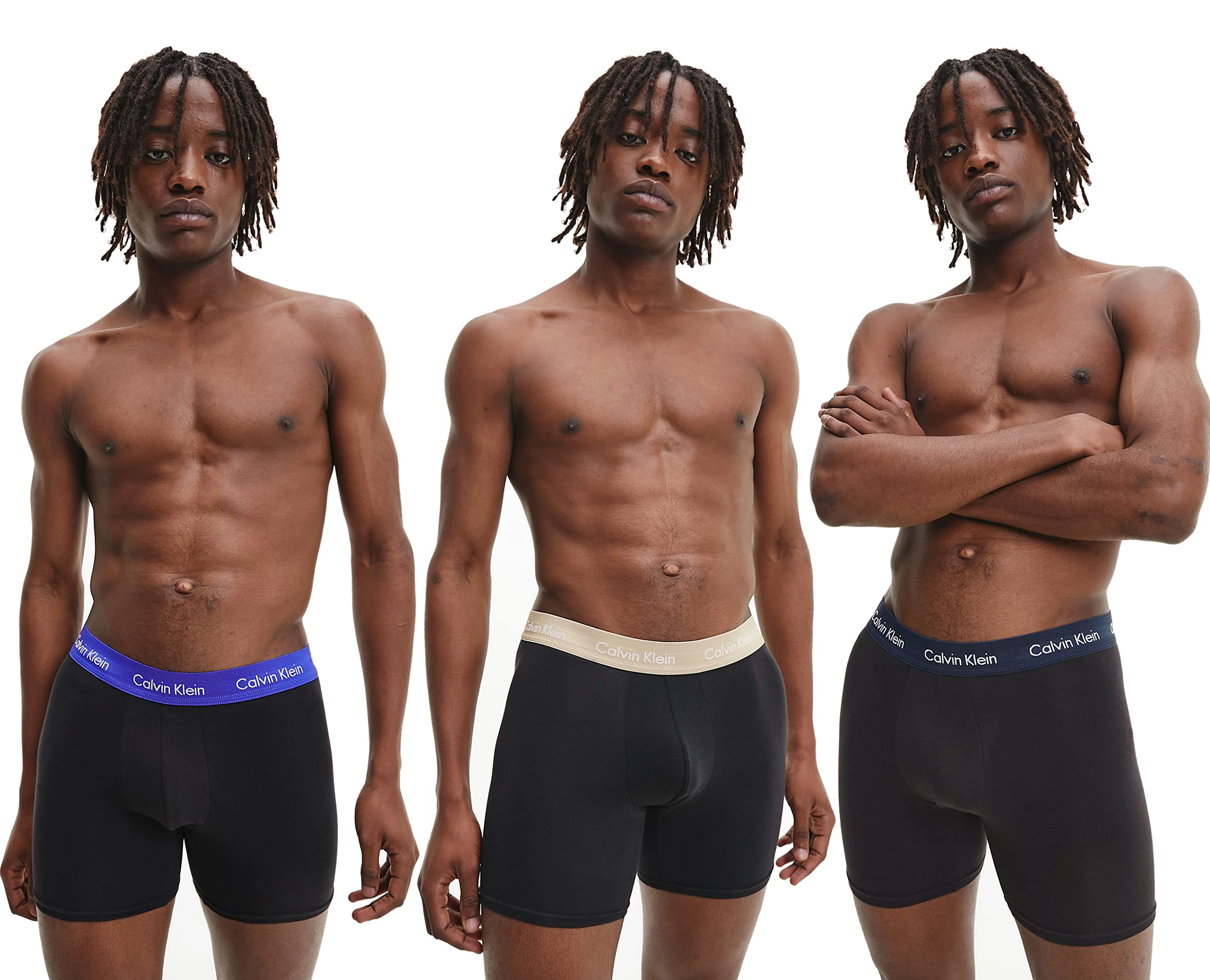 Calvin Klein Men’s 3 Pack Stretch Boxer Briefs, Black (B-Shoreline/Clem/Travertine Wb), XS