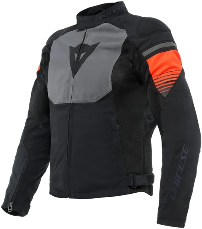 Dainese - Air Fast Tex Jacket, Summer Motorcycle Jacket, Quickdry Fabric, Soft Protections On Shoulders And Elbows, Men's Motorcycle Jacket, Black/Grey/Fluo Red, 60