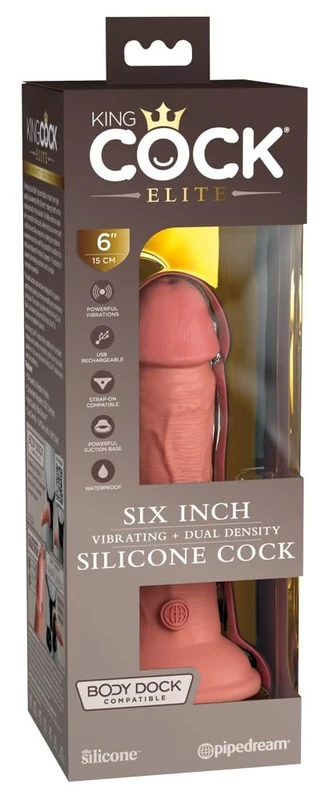 King Cock 6" Vibrating Silicone Dual Density Cock Light 6 Inch