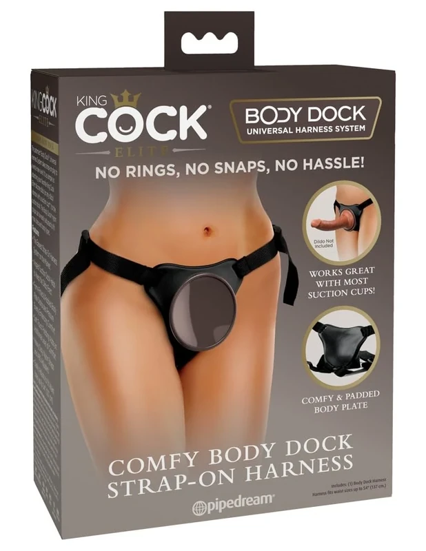 King Cock Comfy Body Dock Strap-On Harness Black 61-137 cm