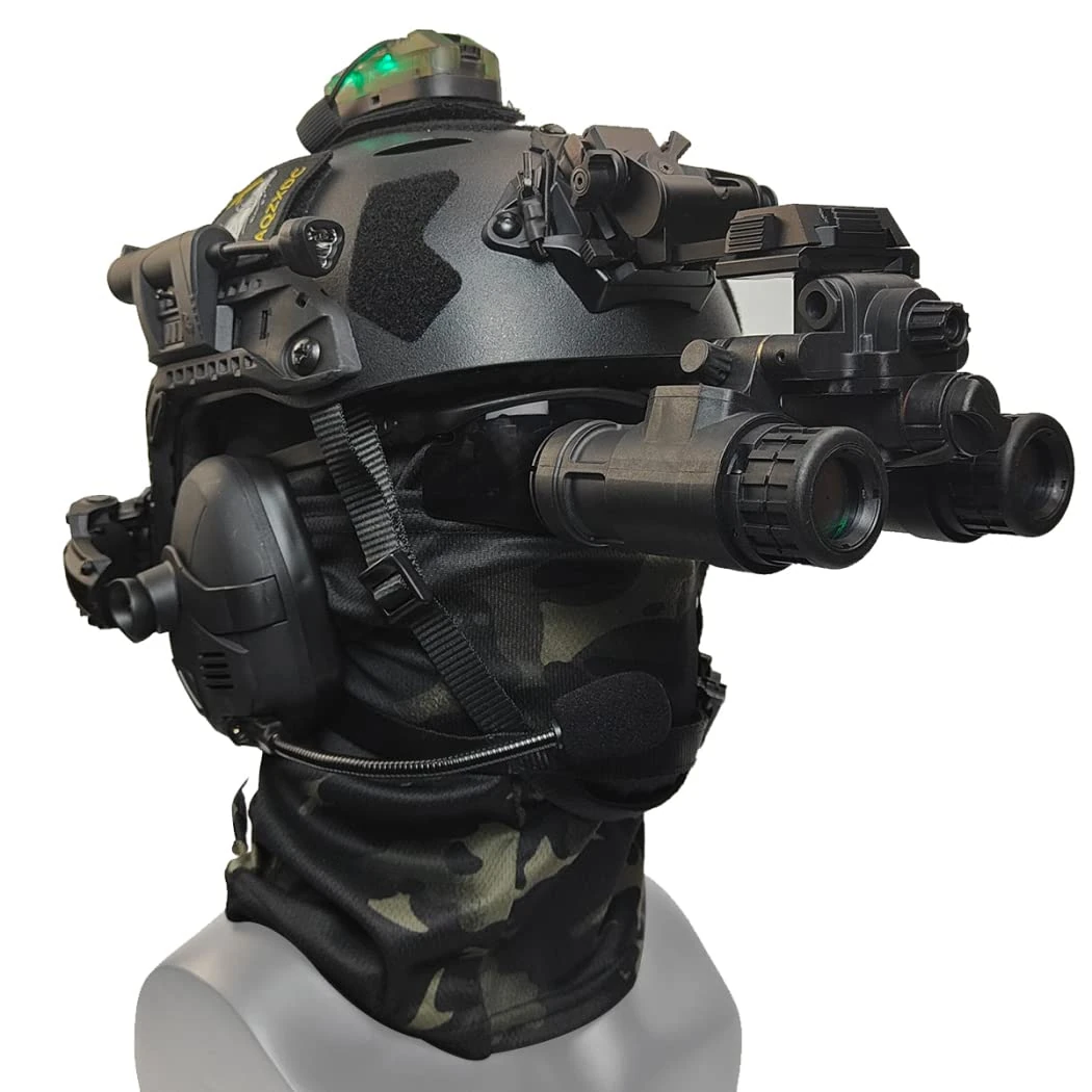 Bluetooth Headset (Sound Pickup And Noise Reduction), with Airsoft Helmet, Goggles, NVG Model And NVG Mount, Flashlight, Flashing Light, for Paintball, Shooting, Hunting,BK F