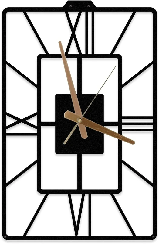 MOXVIO Oblongus Large Modern Wall Clock, Unique Design, Minimalist, Rustic Roman Numerals Metal Wall Clock (60 x 39 cm (23.6"x 15.2"))