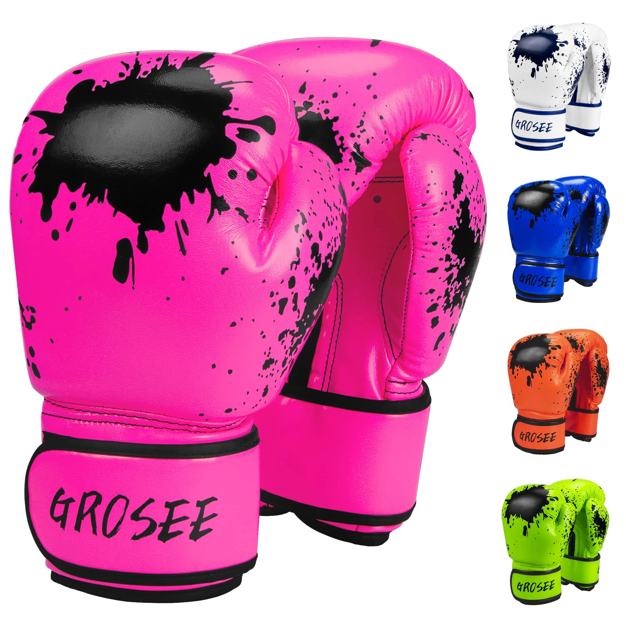 Kids Boxing Glove 6oz 8oz, Youth, Boys and Girls Training Sparring Gloves for Punching Bag, Kickboxing, Muay Thai, MMA, UFC, Gift for Age 6-15 Years (Pink, 8 oz (80-105 lbs))