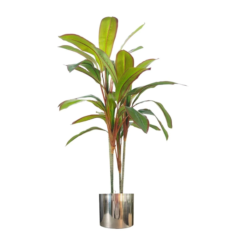 Leaf Tropical Artificial Palm Plant, Dracaena Large Silver, 100cm