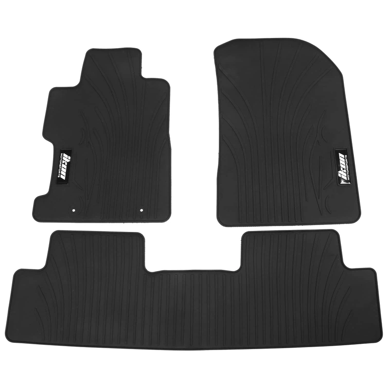 IKON MOTORSPORTS, Floor Mats Compatible with 2006-2011 Honda Civic Coupe & Sedan, Latex All Weather Easy Clean Interior Car Carpets Black Full Set 3 Pieces - Image 1