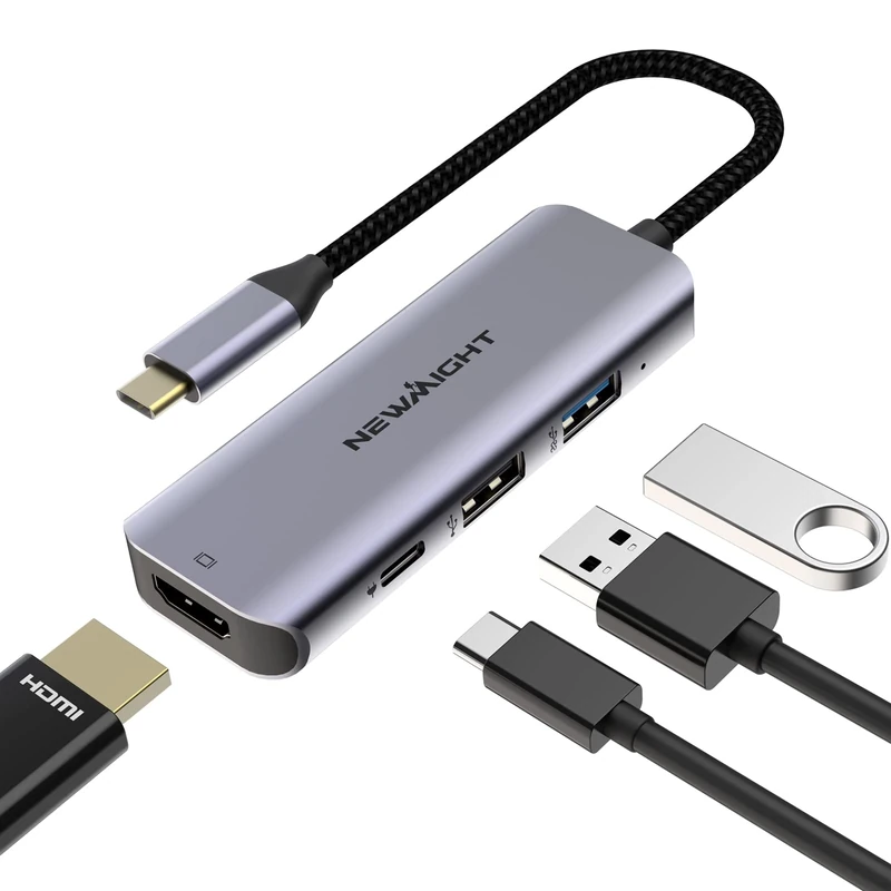 Newmight 4 in 1 USB-C Hub with 100W Power Delivery, HDMI 4K, Fast Data Transfer for MacBook Air/iPad Pro and Other Type C Devices