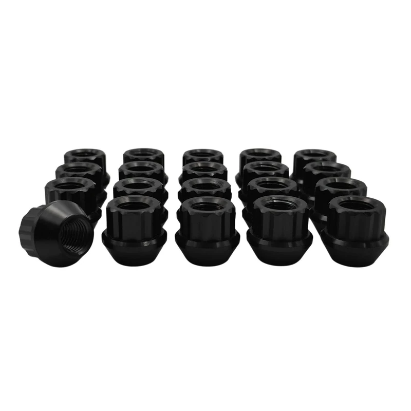 RISON Titanium Nuts 12-Point Titanium Stud Lock Lug Nuts M12X1.5 Lug Nuts 20 PCS Titanium Lug Nuts Open End Black TI GR5 Lug Nuts (M12x1.5, Black)