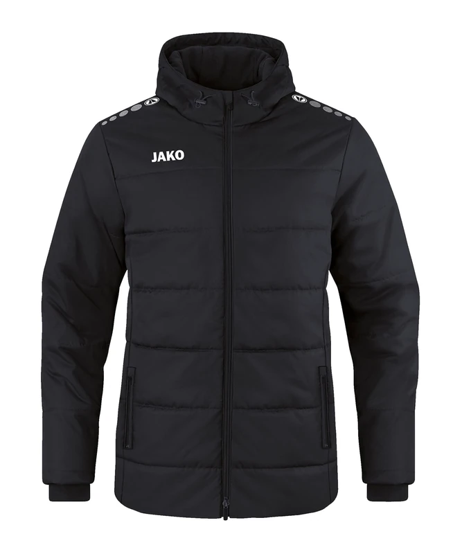 JAKO Men's Team Coach Jacket with Hood, Black, XXX-Large